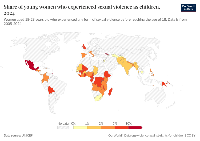 A thumbnail of the "Share of young women who experienced sexual violence as children" chart